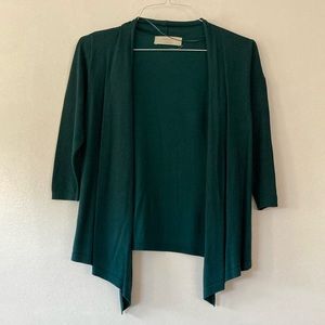 Emerald green 2/4 sleeve open front sweater